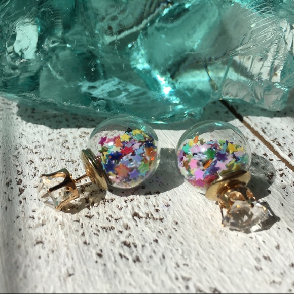 Rainbow Star Double Stud Earrings - Picture 3 of 8